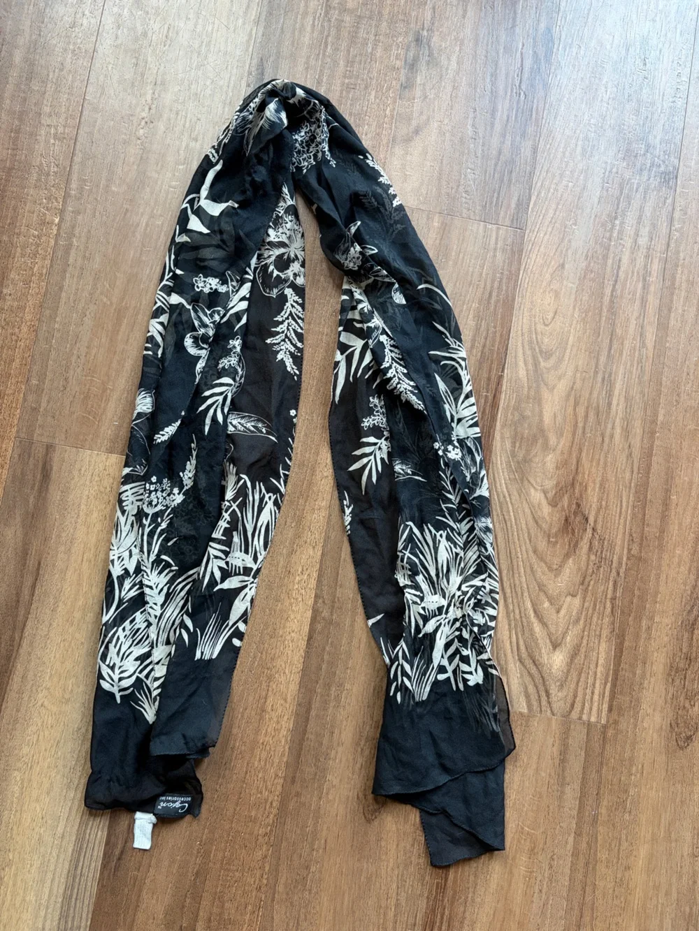 Black and White Floral Print Scarf Head Scarf